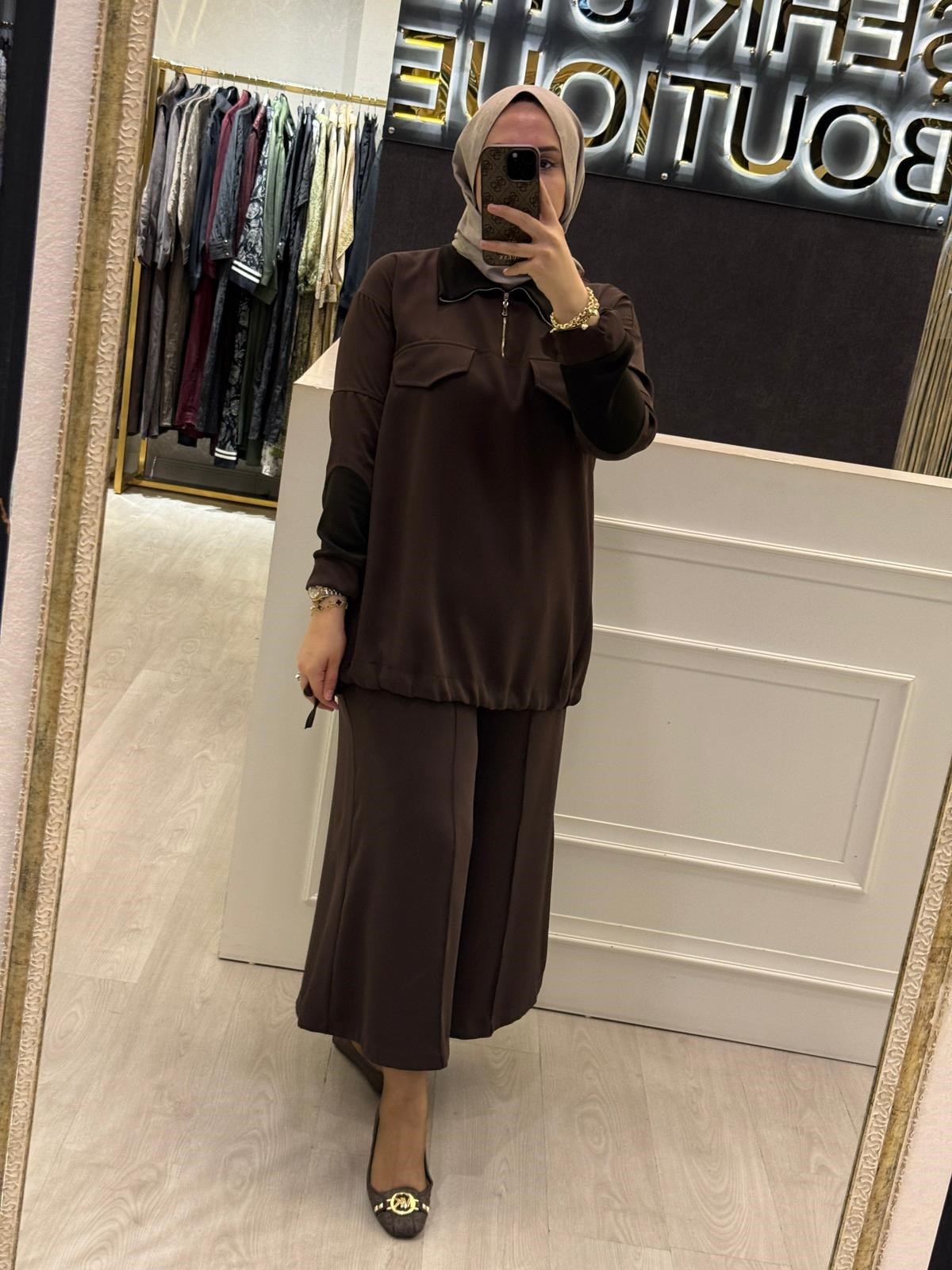 MİSSWHENCE 38008 Yakalı Tunik Pantolon Takım