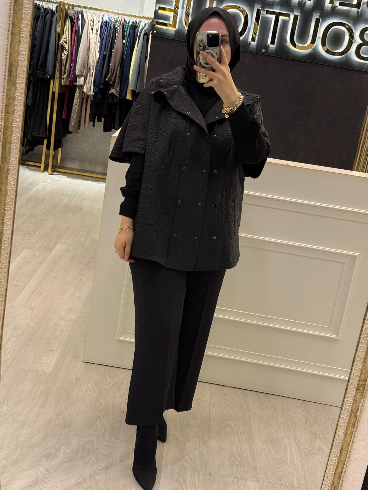 NUSS Dikişli Kumaş Kısa Kol Yelek Kap