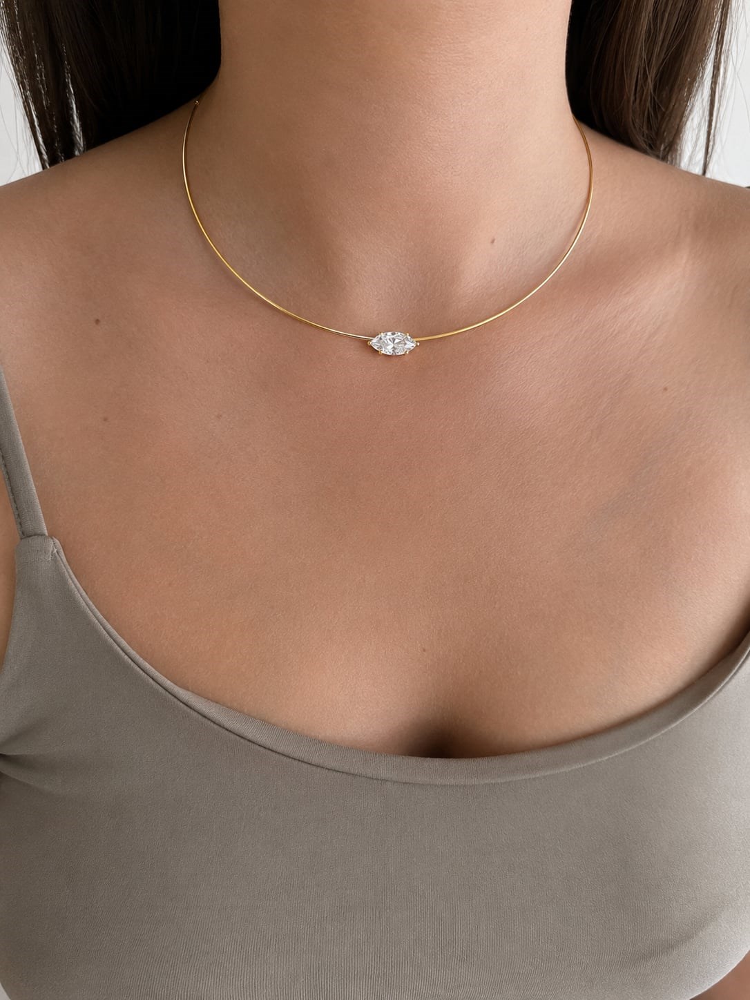 Özel Seri Baget Taşlı Markiz Choker Kolye