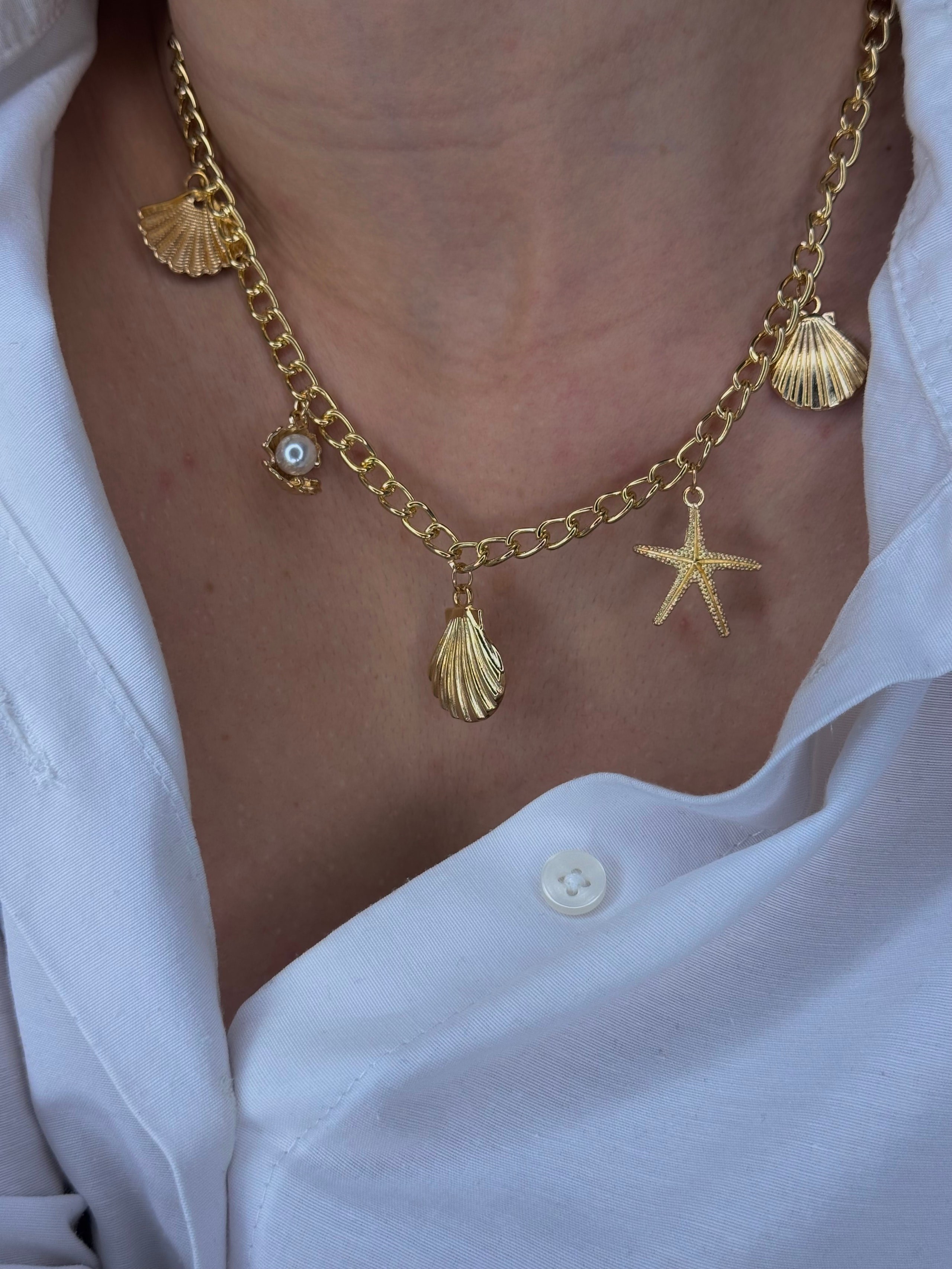 Özel Seri Deniz Temalı Charm Gold Kolye