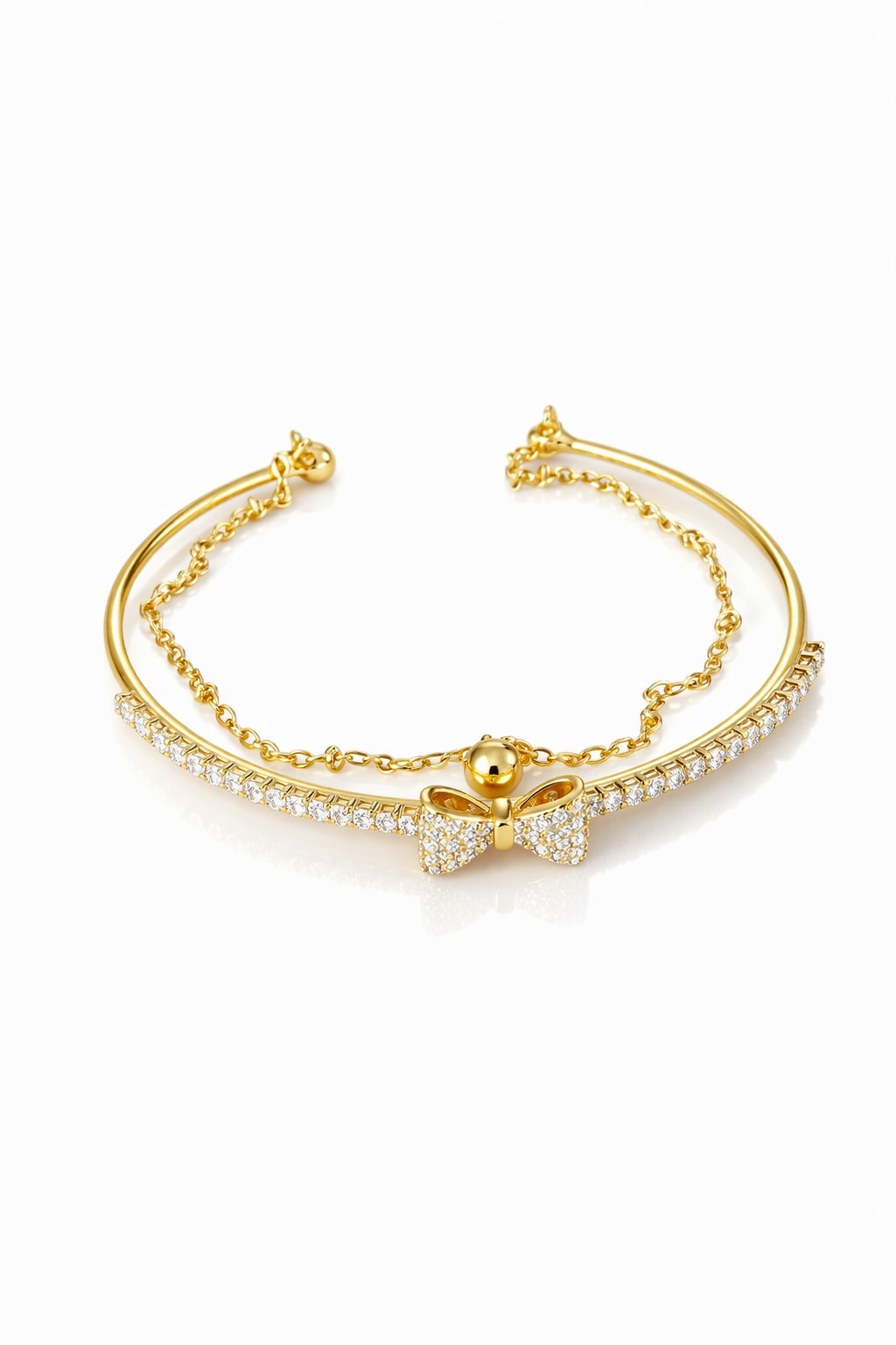 Özel Seri Gold Fiyonk Taşlı Kelepçe Bileklik