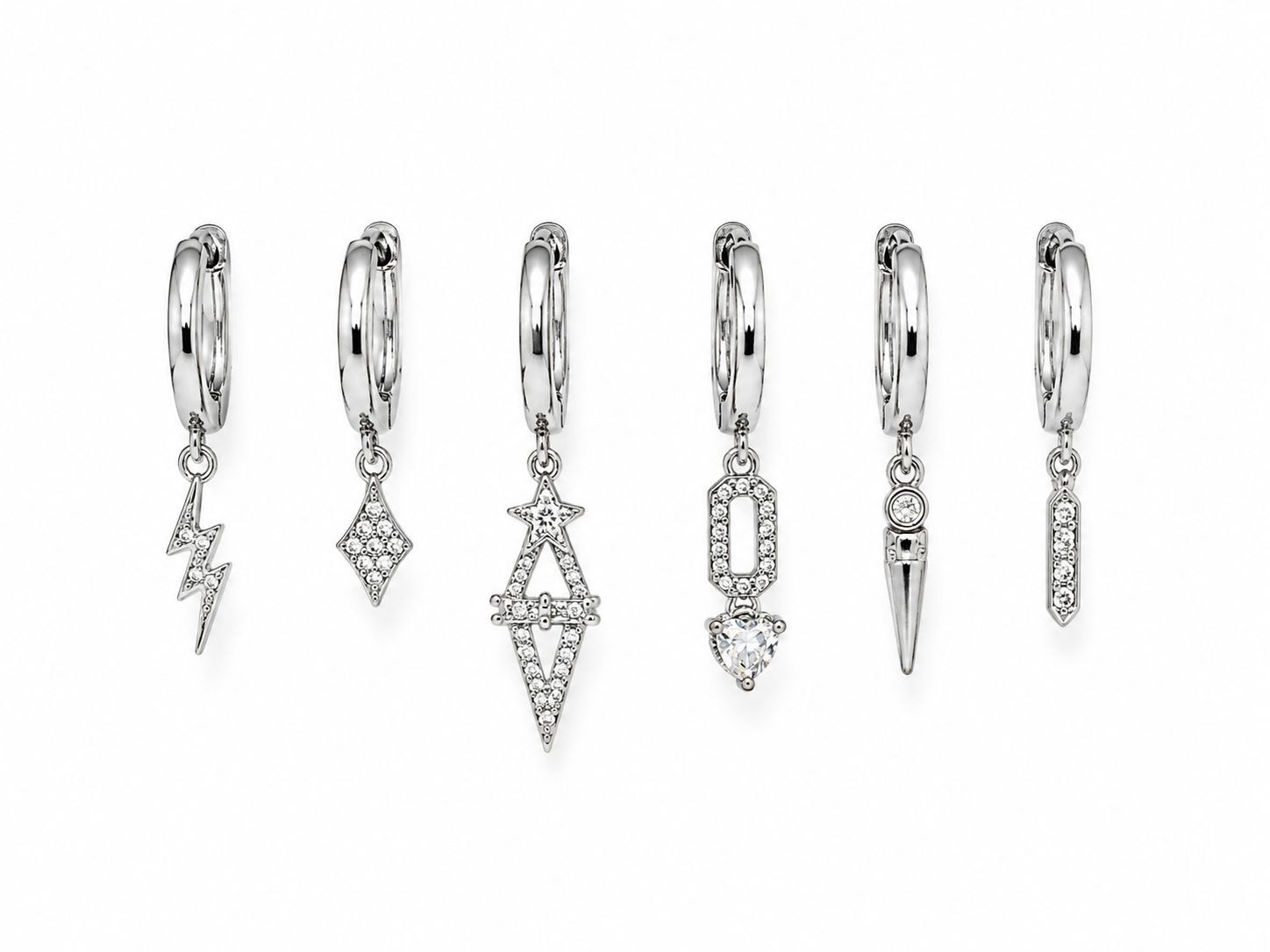 Özel Seri Silver Figürlü Charm Küpe Seti