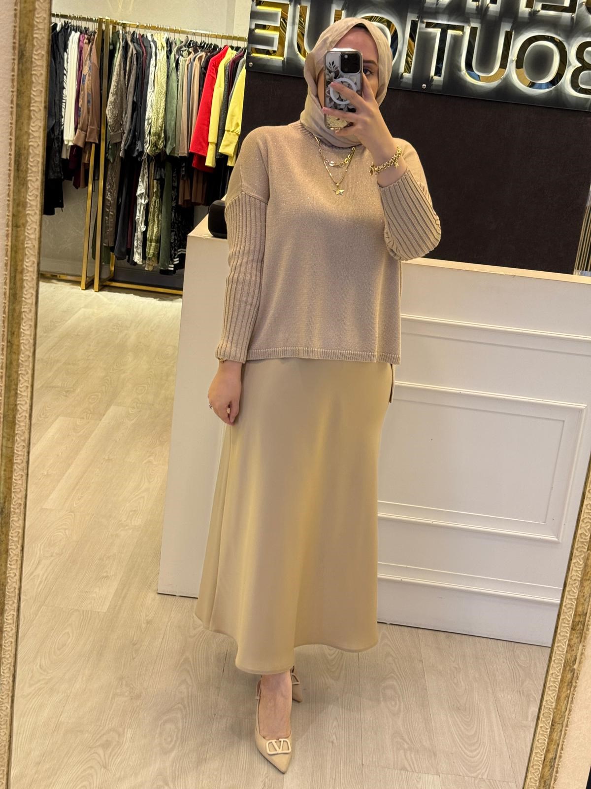 Sİ Design my8 4124 Gold İplik Detaylı Kazak