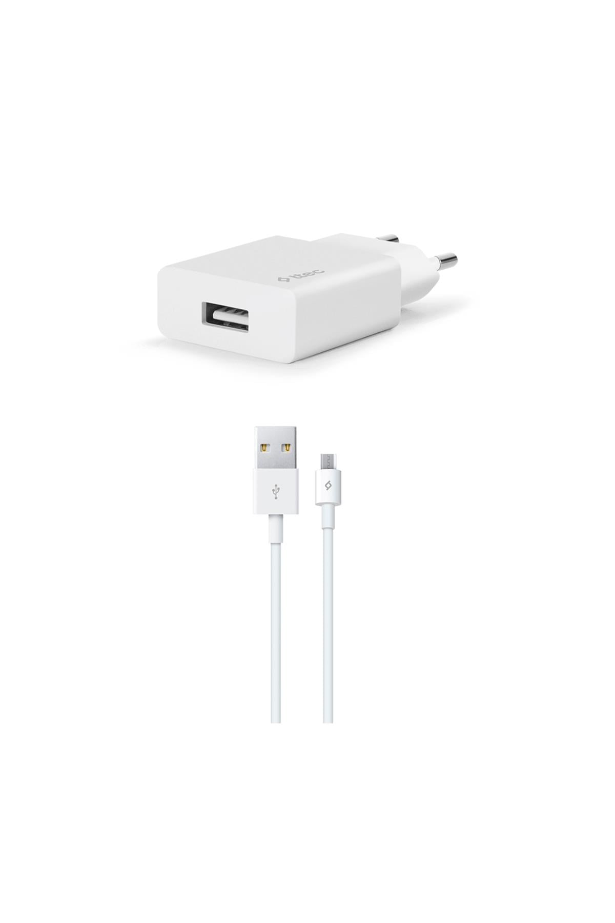 SmartCharger Seyahat Şarj Aleti 2.1A + Micro USB Kablo Beyaz