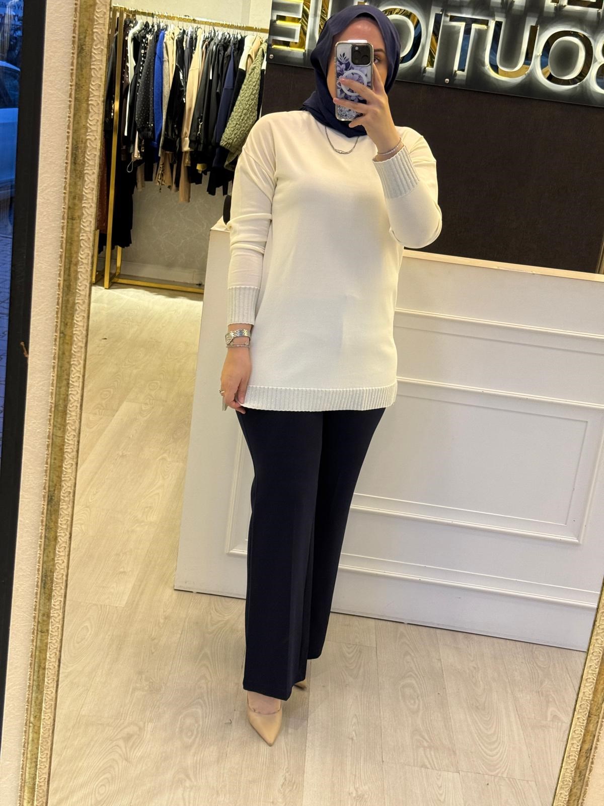 TIĞ TRİKO Etek Ucu Simli Triko Tunik