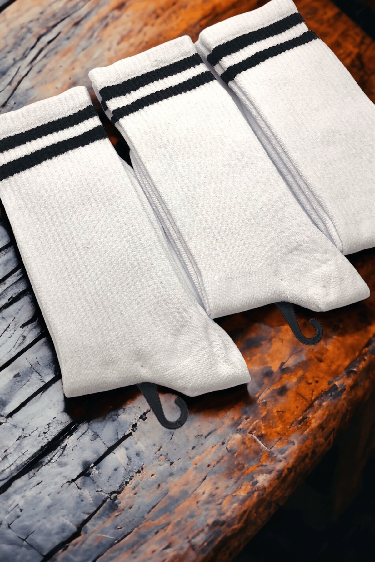 Unisex 3'lü Beyaz Yüksek Kalite Yıkamalı Fitilli Tenis Çorabı