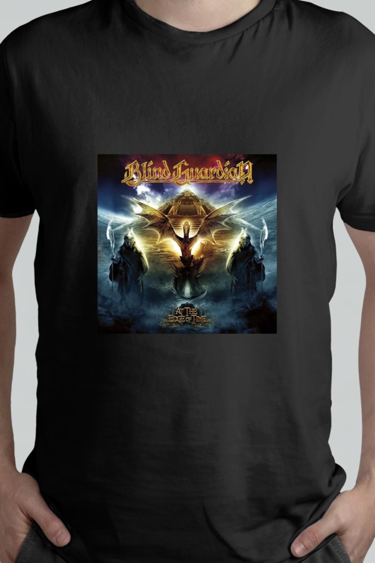 Unisex Beyaz Tasarım T-shirt Blind Guardian At The Edge Of Time
