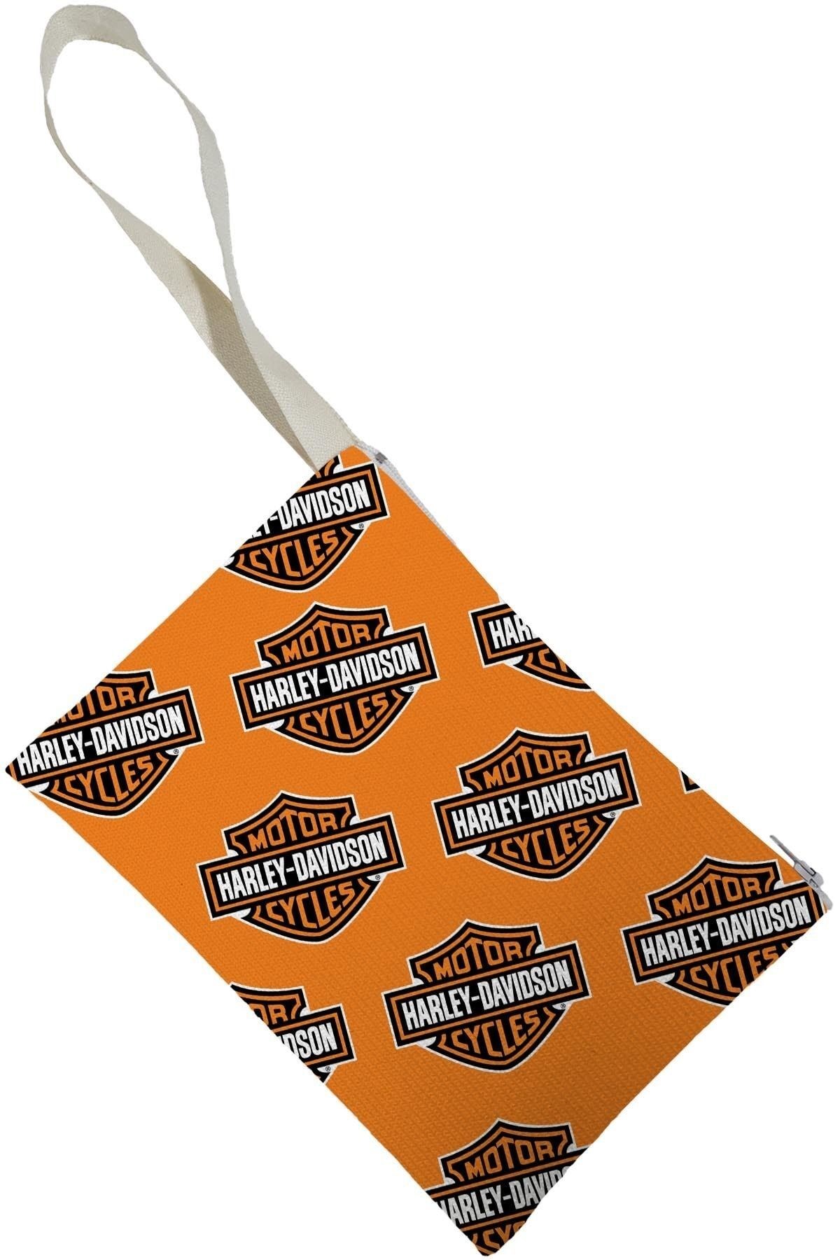 Unisex Harley Davidson Desenli Portföy Clutch Çanta
