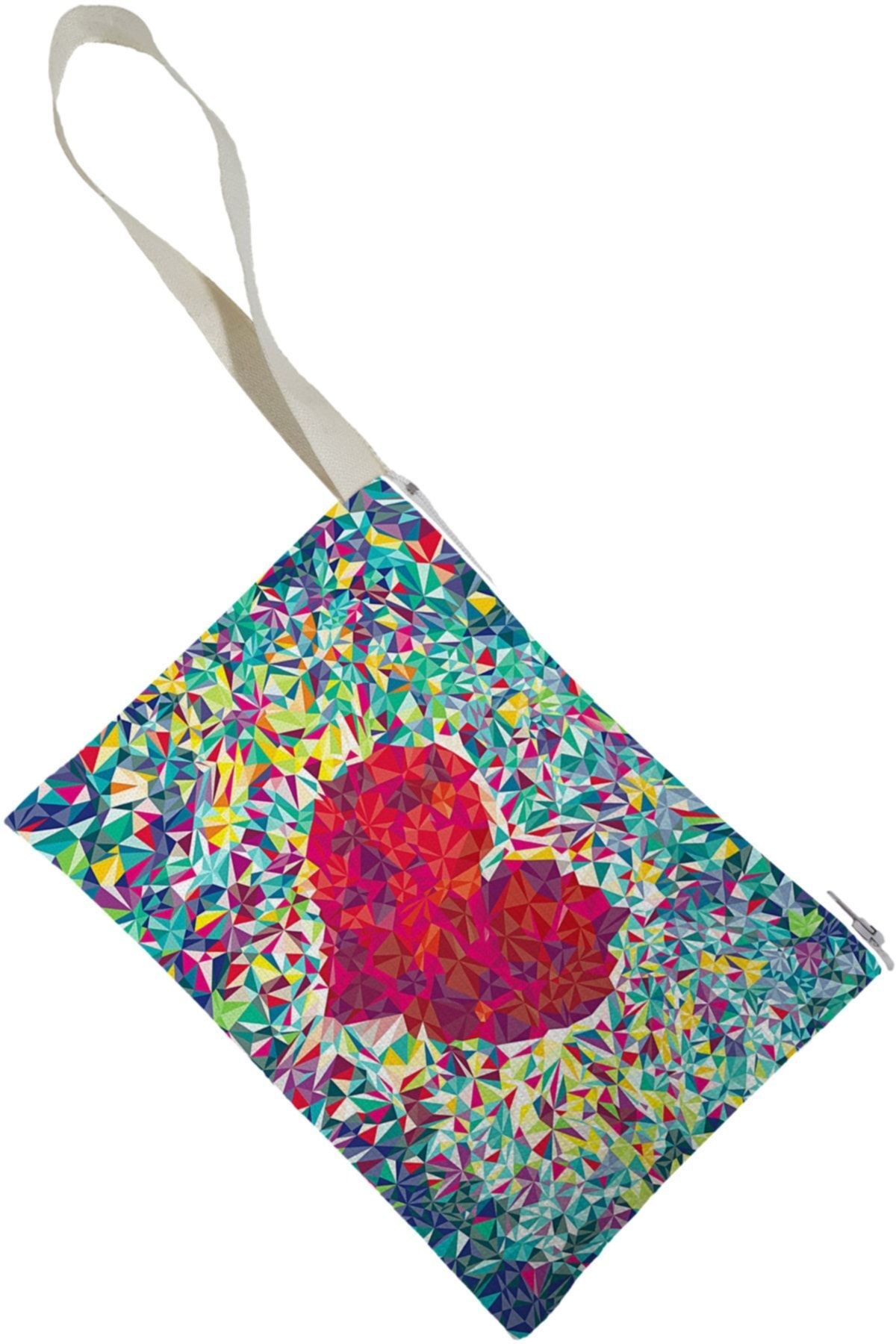 Unisex Kırık Kalp Desenli Portföy Clutch Çanta