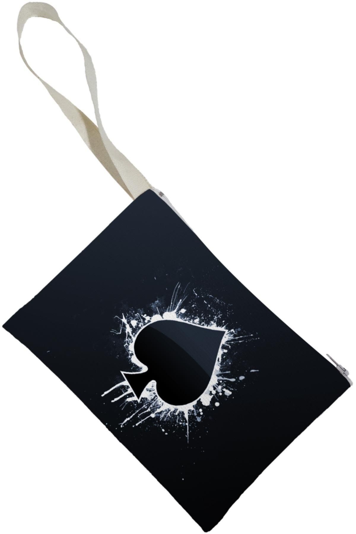 Unisex Maça Desenli Portföy Clutch Çanta