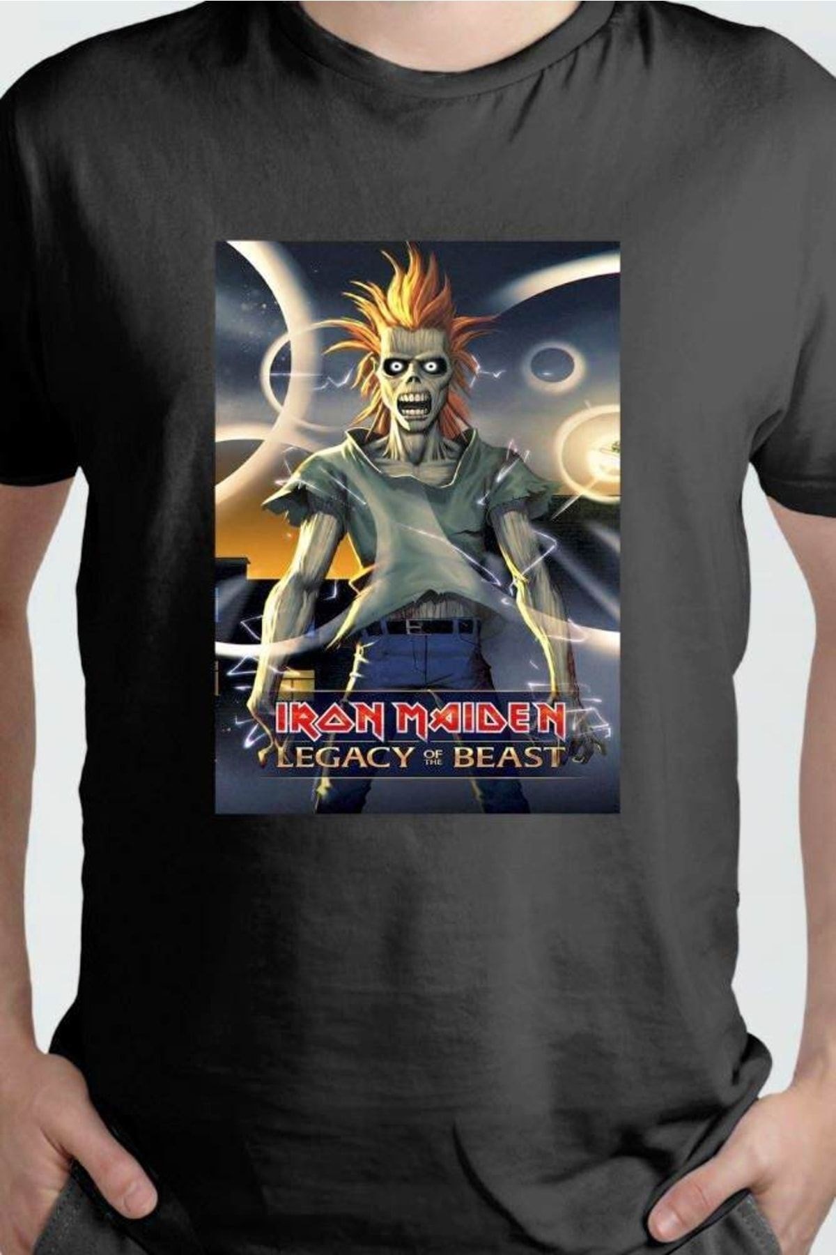 Unisex Siyah Tasarım T-shirt Iron Maiden Legacy Of The Beast