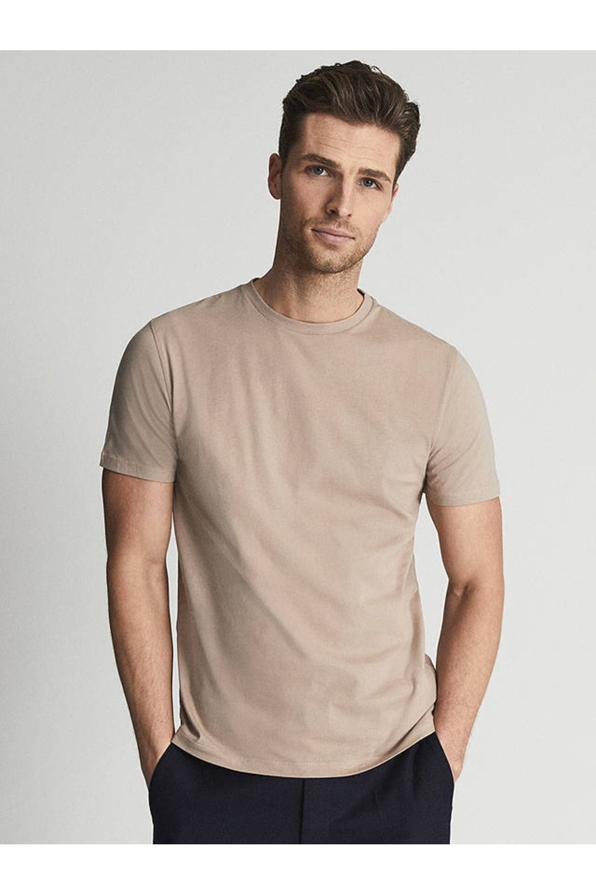 Unisex Taş Kahve Basic T-shirt