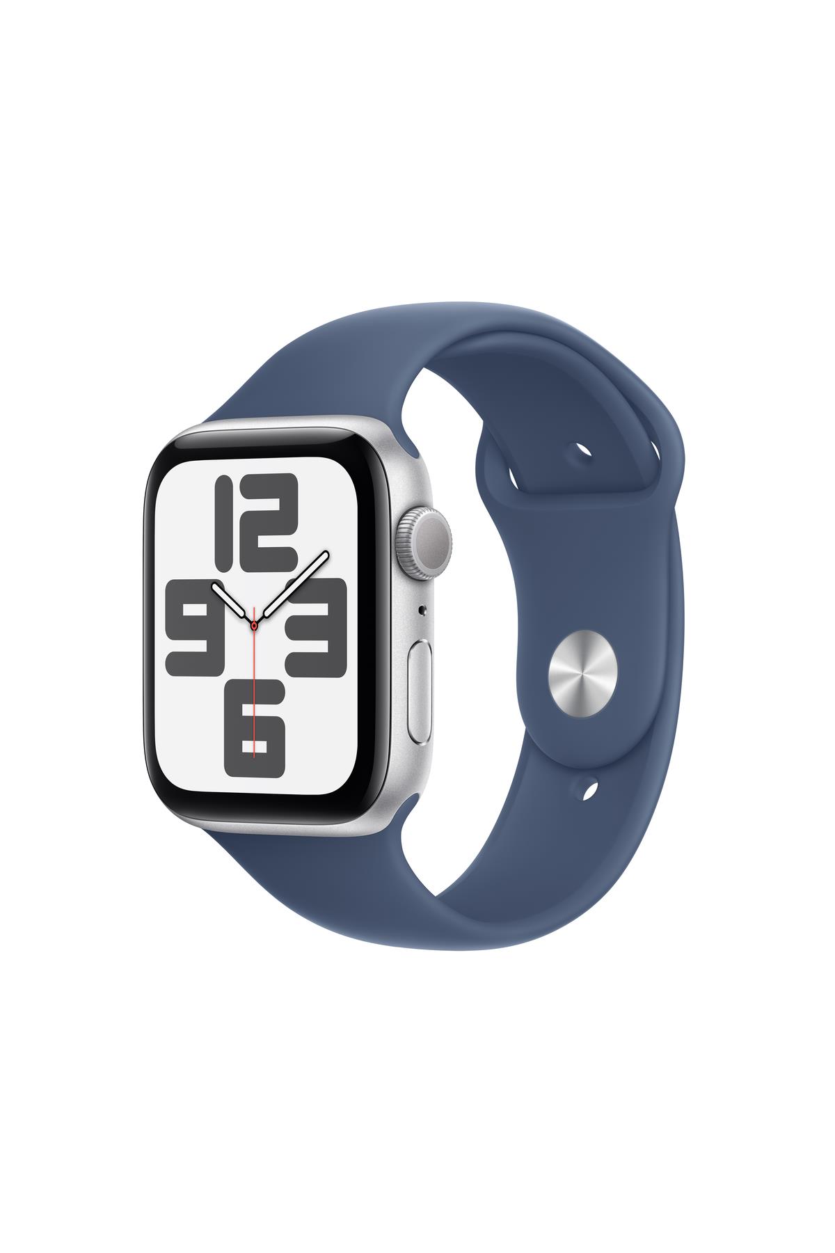 Watch SE GPS 44mm Gümüş Alüminyum Kasa + Kot Rengi Spor Kordon - S/M