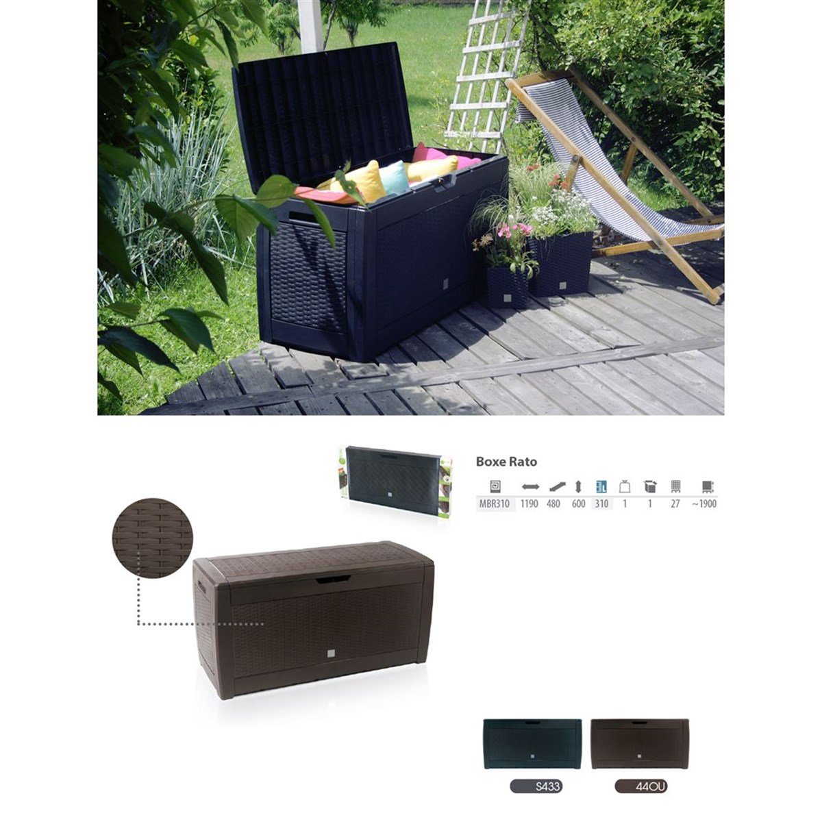 Prosperplast Boxe Rato 310Lt  Antrasit Bahçe, Balkon, Depolama Sandığı, Dolabı