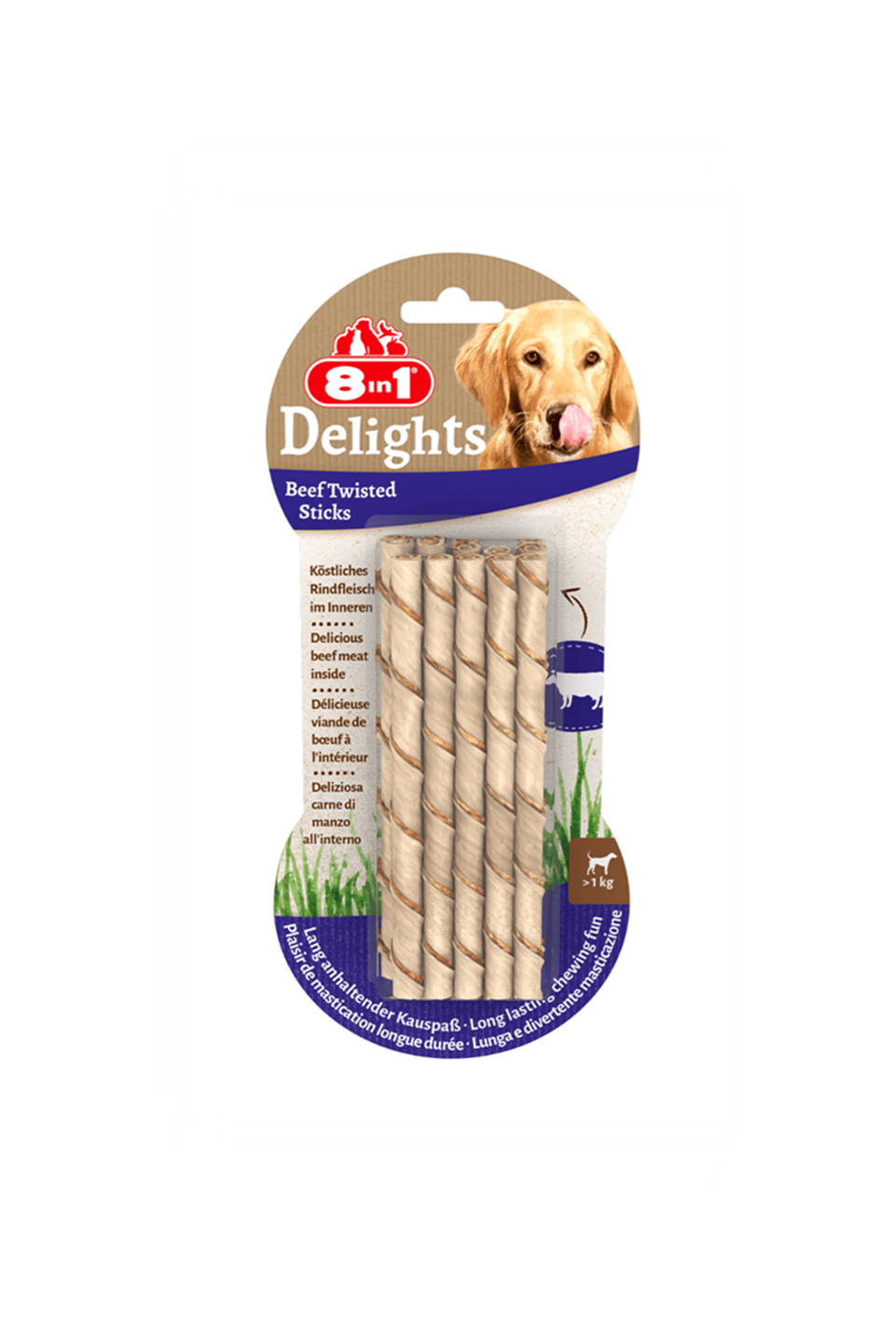 8in1 Delight Beef Twisted Sticks Biftekli Köpek Ağız Bakım Kemiği 55 Gr