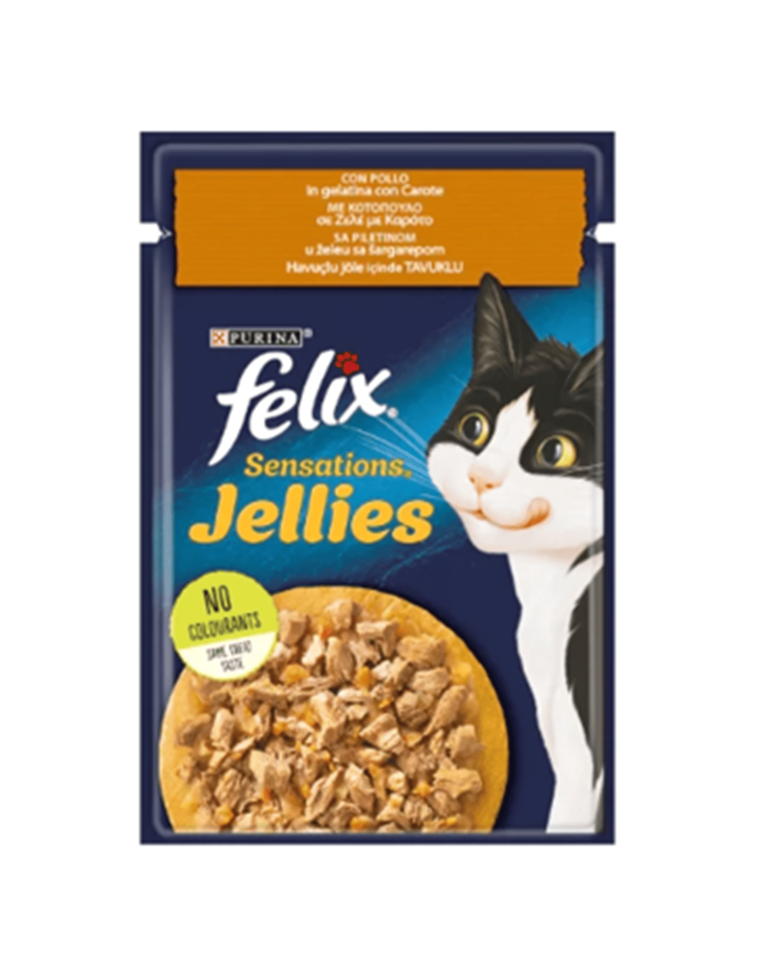Felix Pouch Sensations Jelly Tavuk Etli ve Havuçlu Yaş Kedi Maması 85 Gr