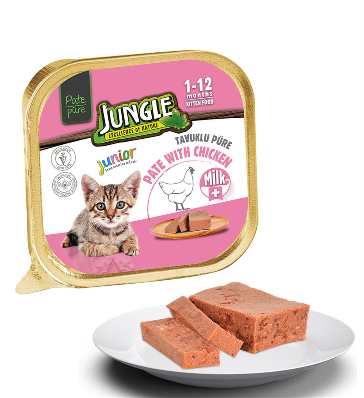 Jungle Junior Pate Süt ve Tavuk Etli Ezme Yavru Kedi Konservesi 100 Gr