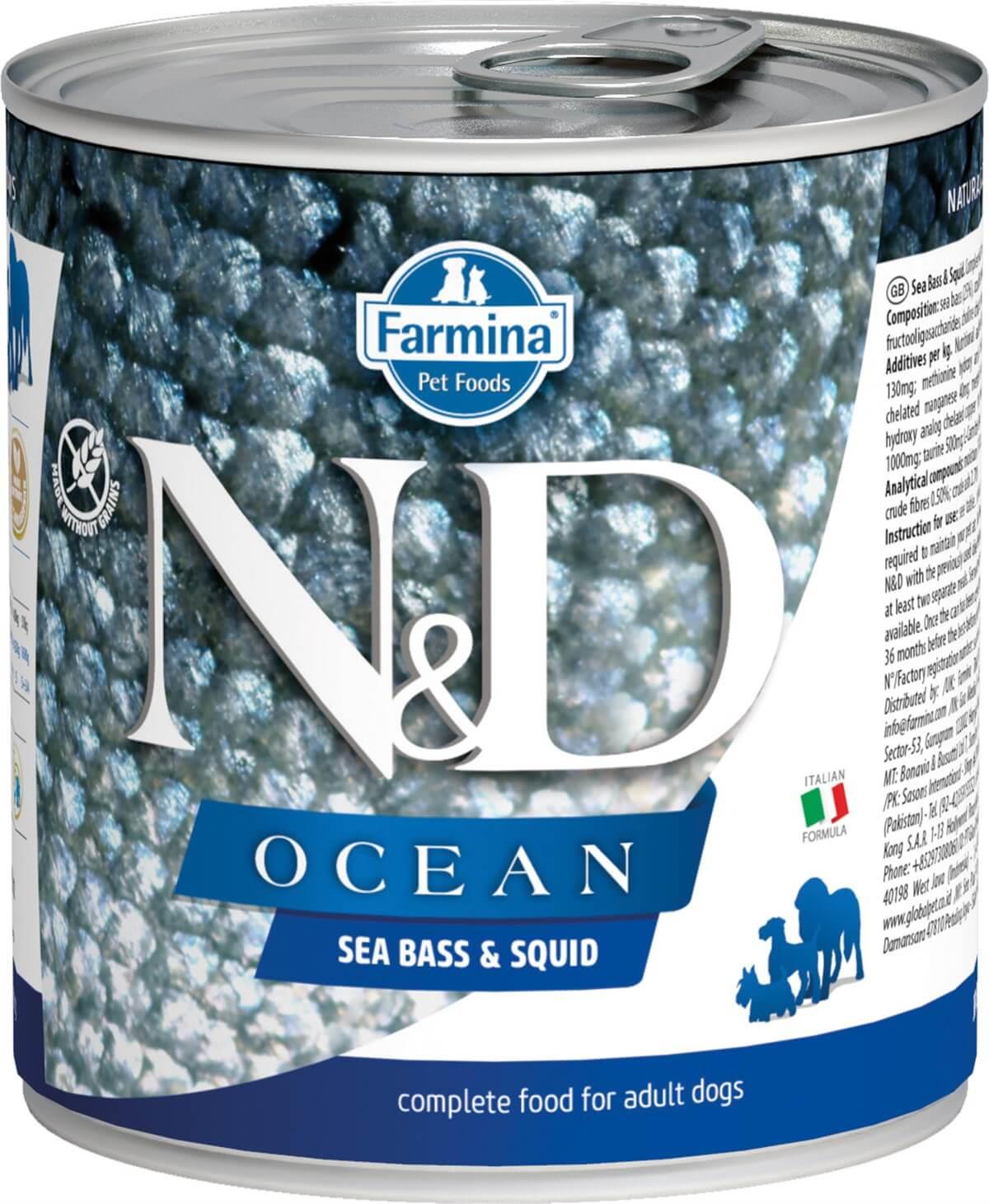 N&D Ocean Levrek ve Mürekkep Balıklı Köpek Konservesi 285 GR