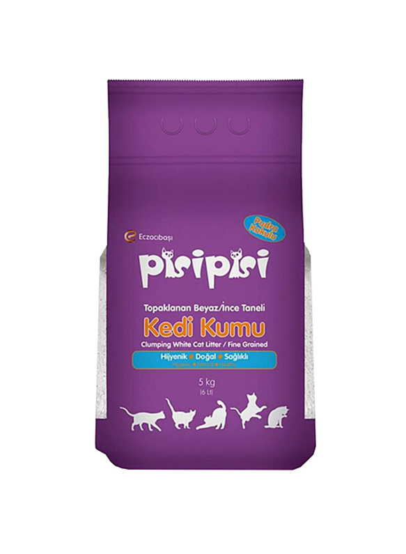 Pisipisi Eczacıbaşı İnce Taneli Pudra Kokulu Topaklanan Kedi Kumu 5Kg
