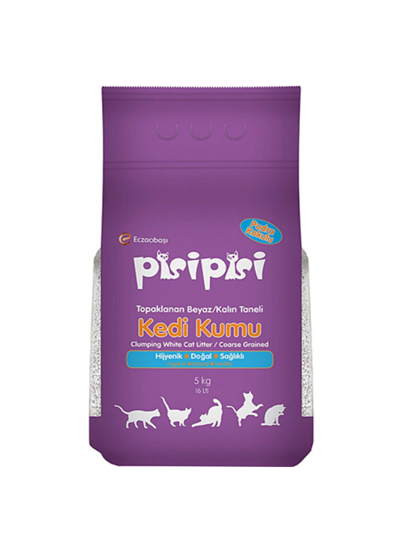 Pisipisi Eczacıbaşı Kalın Taneli Pudra kokulu Topaklanan Kedi Kumu 5Kg