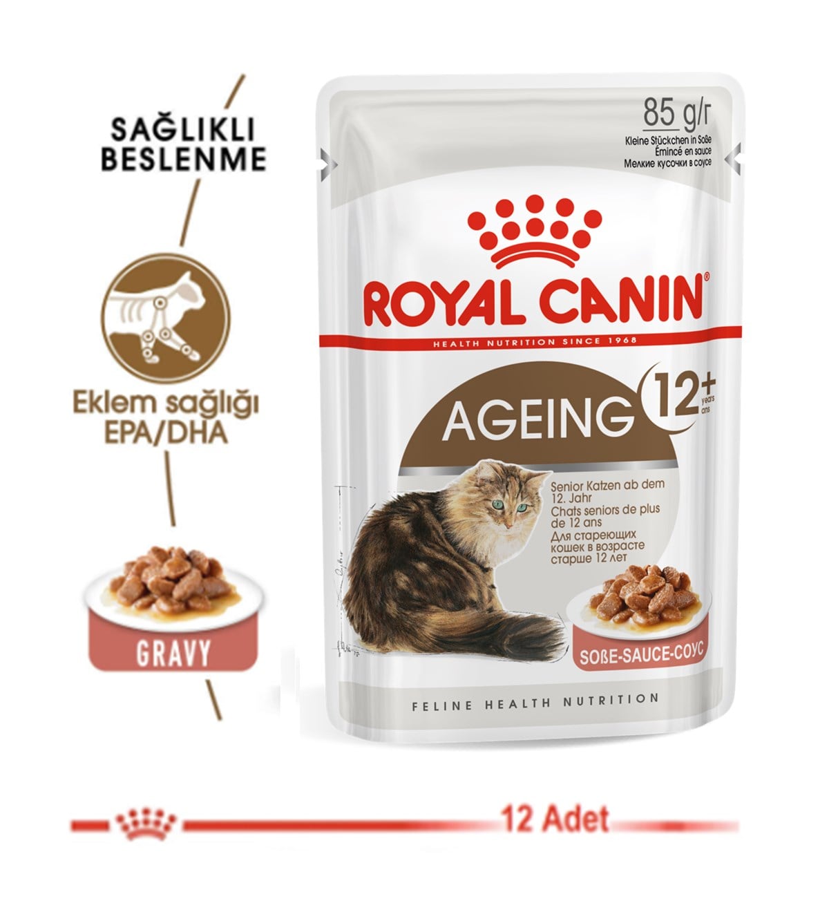 Royal Canin Ageing 12+ Gravy Pouch Yaşlı Kedi Yaş Maması 85 Gr.