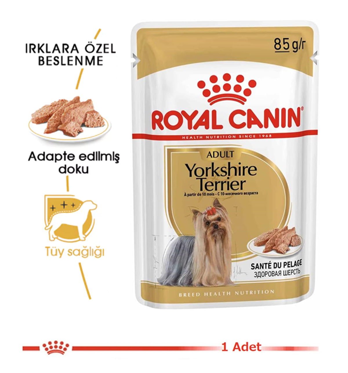 Royal Canin Yorkshire Terrier Pouch Yetişkin Köpek Yaş Maması 85 Gr