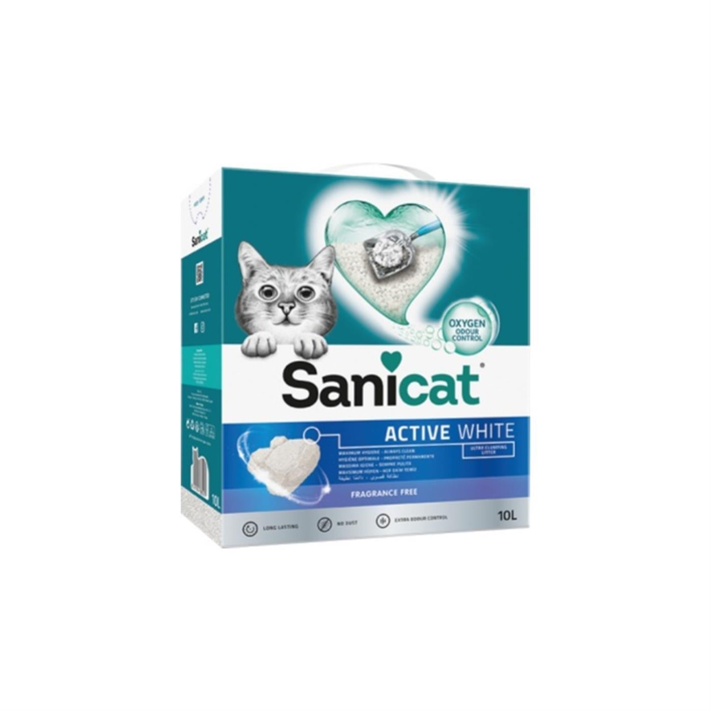 Sanicat Active White Topaklanan Kedi Kumu Kokusuz 10lt