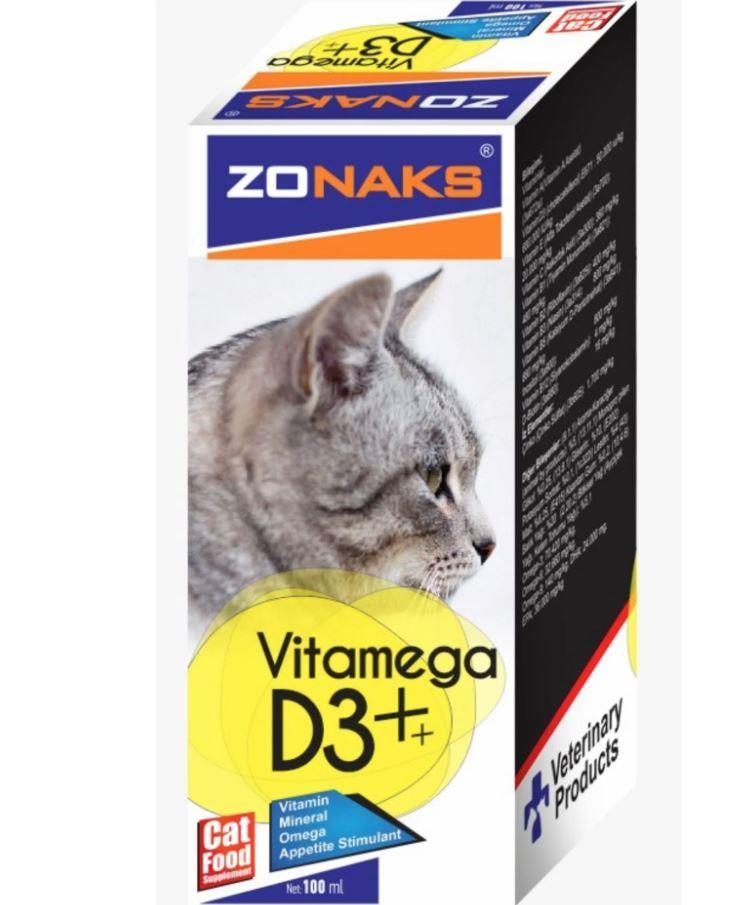 Zonaks Kediler İçin Vitamega D3+ 100 Ml