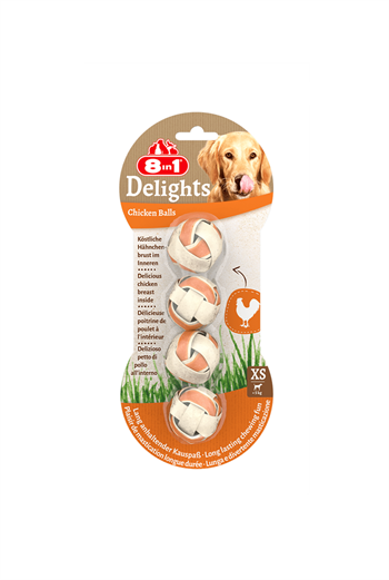 8in1 Delights Chicken Balls XSmall Tavuklu Köpek Ağız Bakımı Çiğneme Topu 36 Gr.