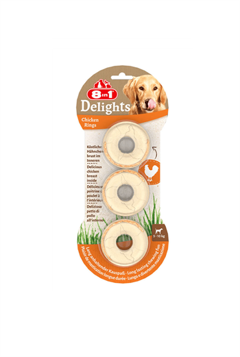 8in1 Delights Rings Chicken Tavuklu Köpek  Ağız Bakımı  Halka Kemik 119 Gr