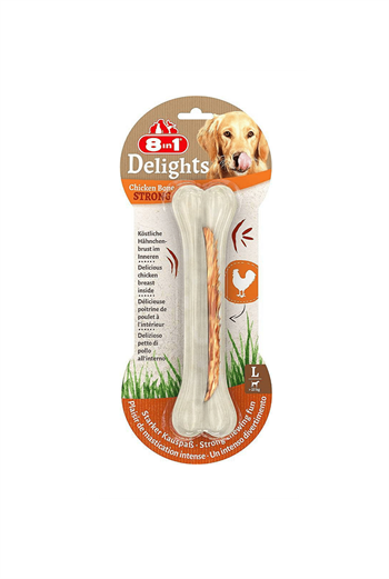 8in1 Delights Strong Large 20 cm. Büyük Irk Köpekler İçin Tavuk Etli Sert Çiğneme Kemiği 130 gr.