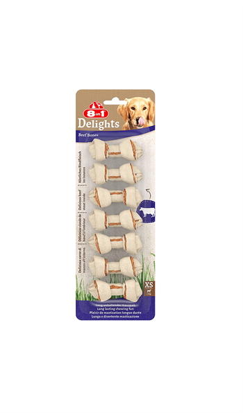 8in1 Delights XS Bones Ağız Bakımı için Düğümlü Sığır Etli Köpek Kemiği 7 Adet 84 Gr
