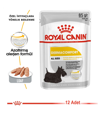 Royal Canin Dermacomfort Loaf Pouch Adult Tüm Irk Köpekler İçin Deri ve Tüy Sağlığı Yaş Maması 85 Gr