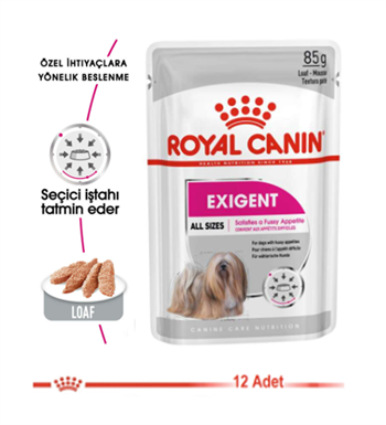 Royal Canin Exigent Loaf Pouch Adult Tüm Irklar İçin Köpek Yaş Maması 85 Gr. 12 Adet