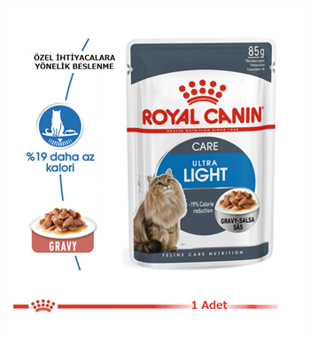 Royal Canin Ultra Light Care Gravy Pouch Yetişkin Kedi Maması 85 Gr. 1 Adet 