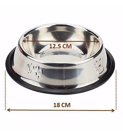 2 Adet Çelik Metal Kedi  Köpek Mama Ve Su Kabı 18 Cm 2 Adet