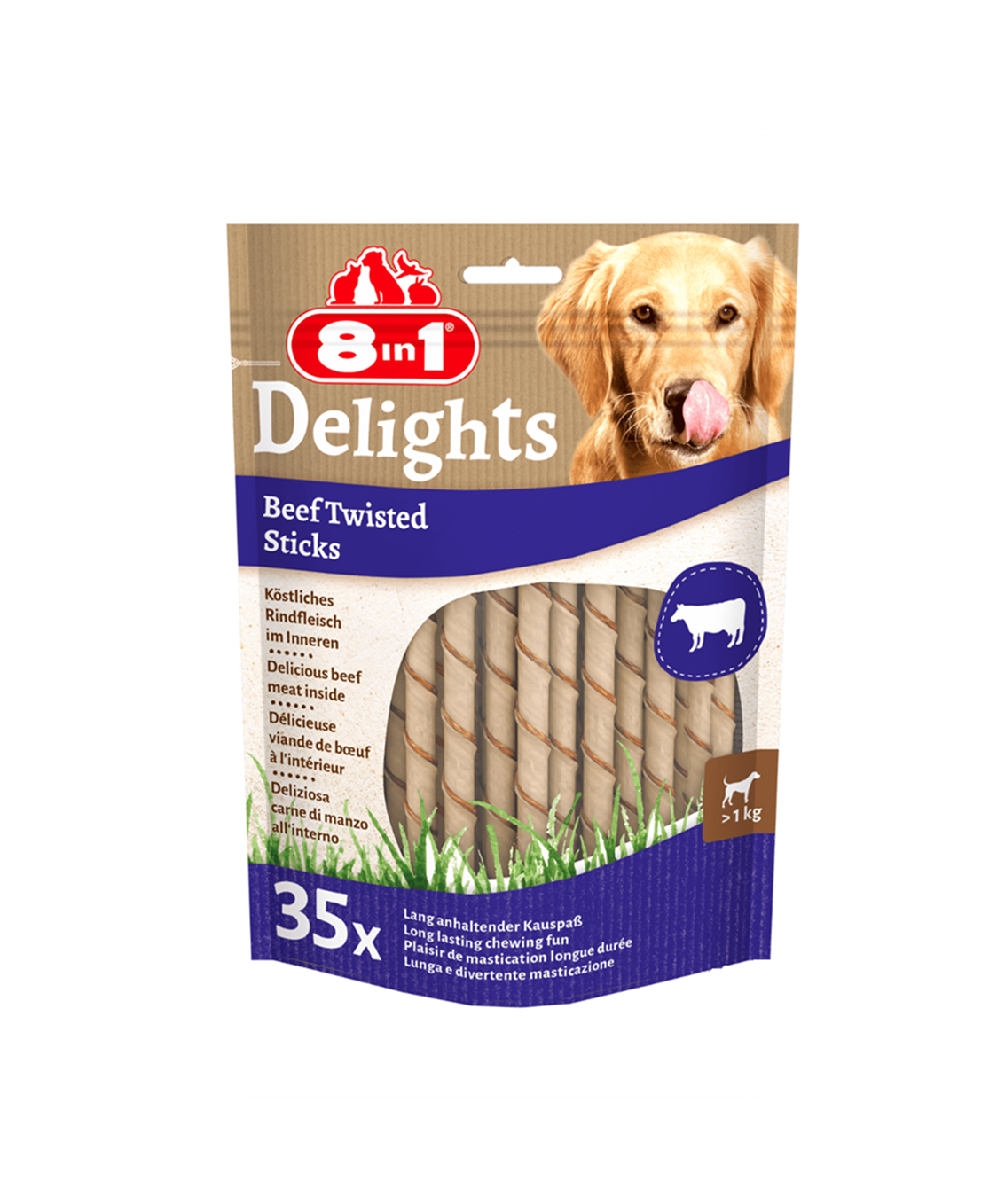 8in1 Delight Beef Twisted Sticks Biftekli Köpek Ağız Bakım Kemiği 55 Gr