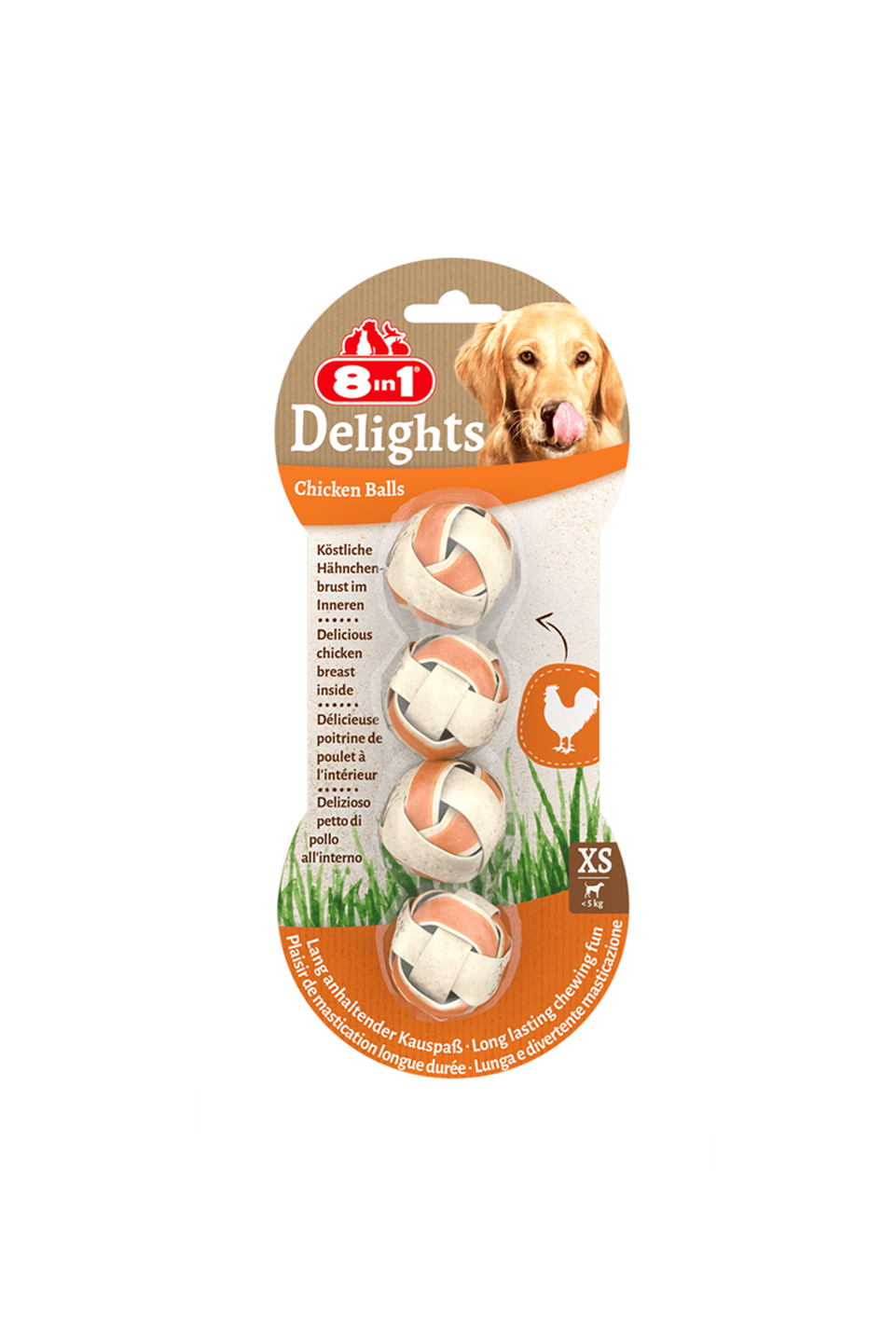 8in1 Delights Chicken Balls XSmall Tavuklu Köpek Ağız Bakımı Çiğneme Topu 36 Gr.