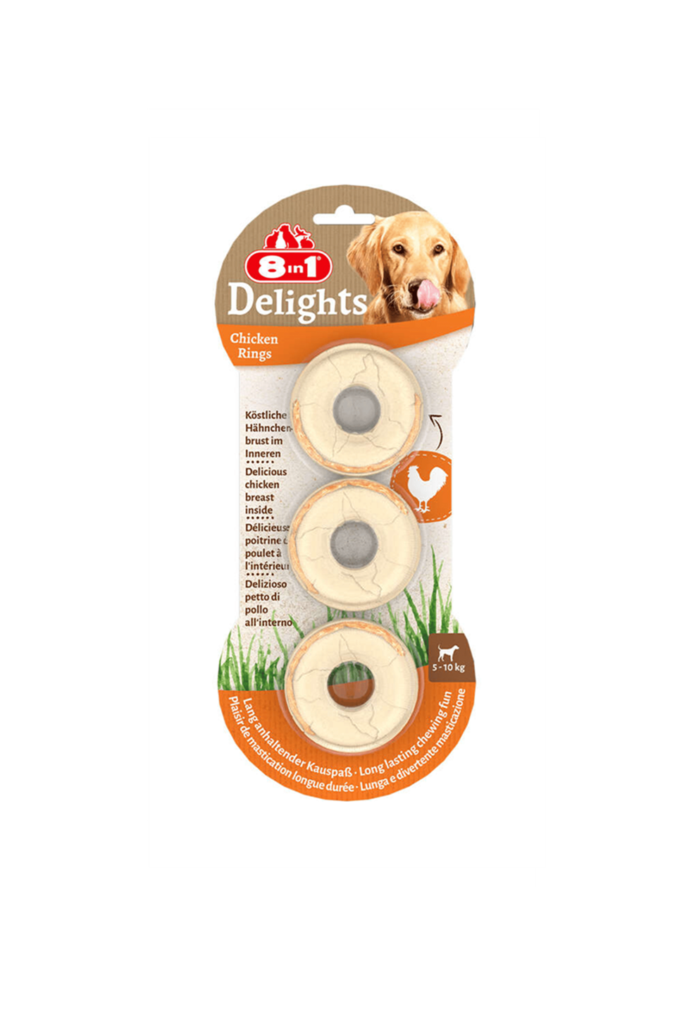 8in1 Delights Rings Chicken Tavuklu Köpek  Ağız Bakımı  Halka Kemik 119 Gr