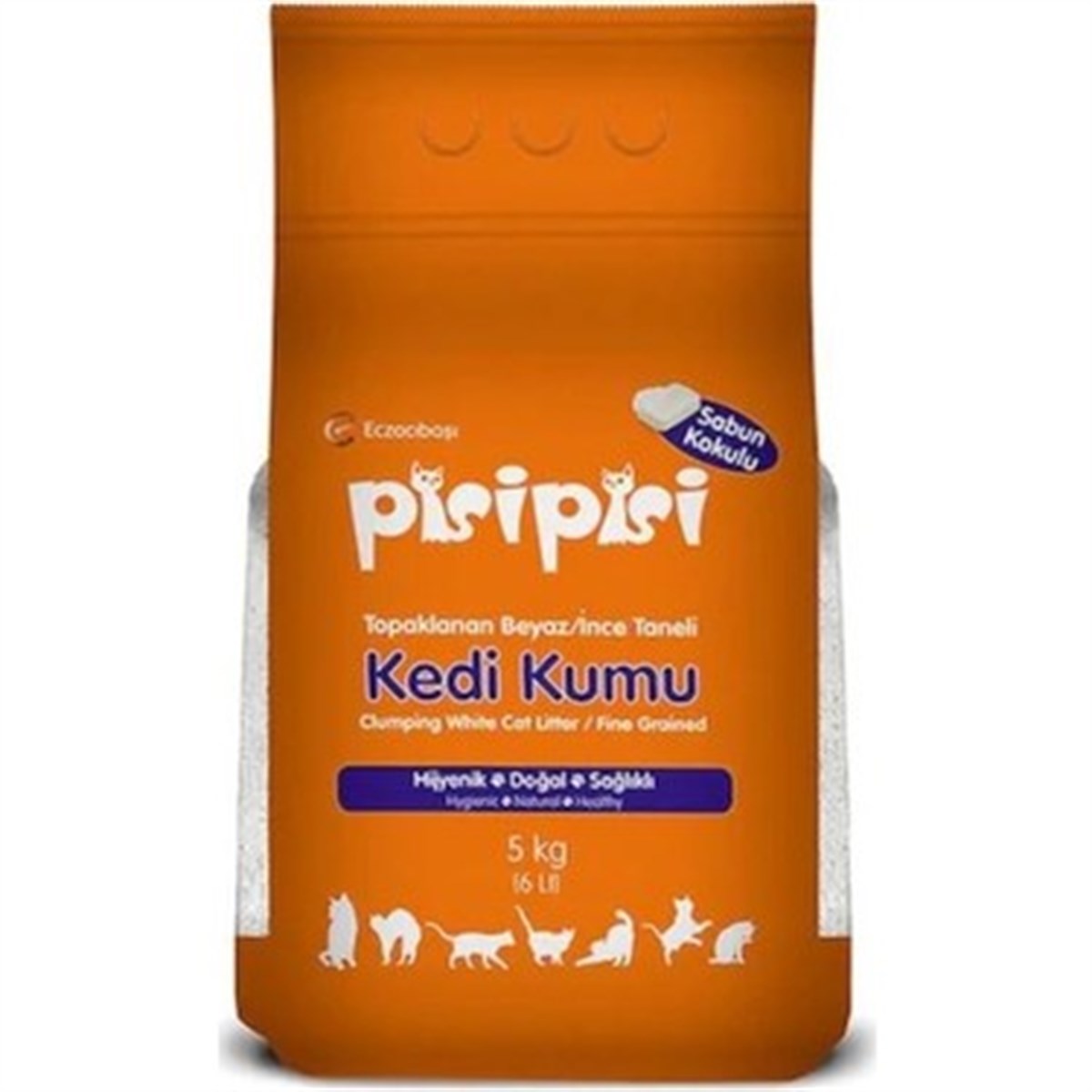 Eczacıbaşı Pisipisi İnce Taneli Sabun Kokulu Topaklanan Kedi Kumu 5 Kg