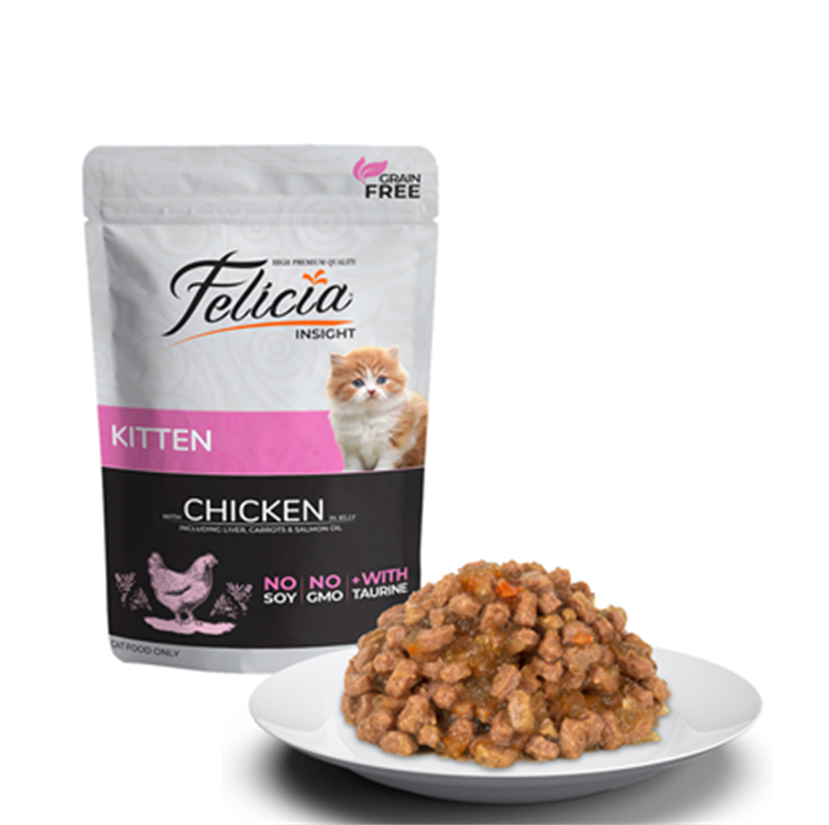 Felicia Kitten Jelly Tavuklu ve Taurinli Tahılsız Yavru Kedi Yaş Maması 85 Gr