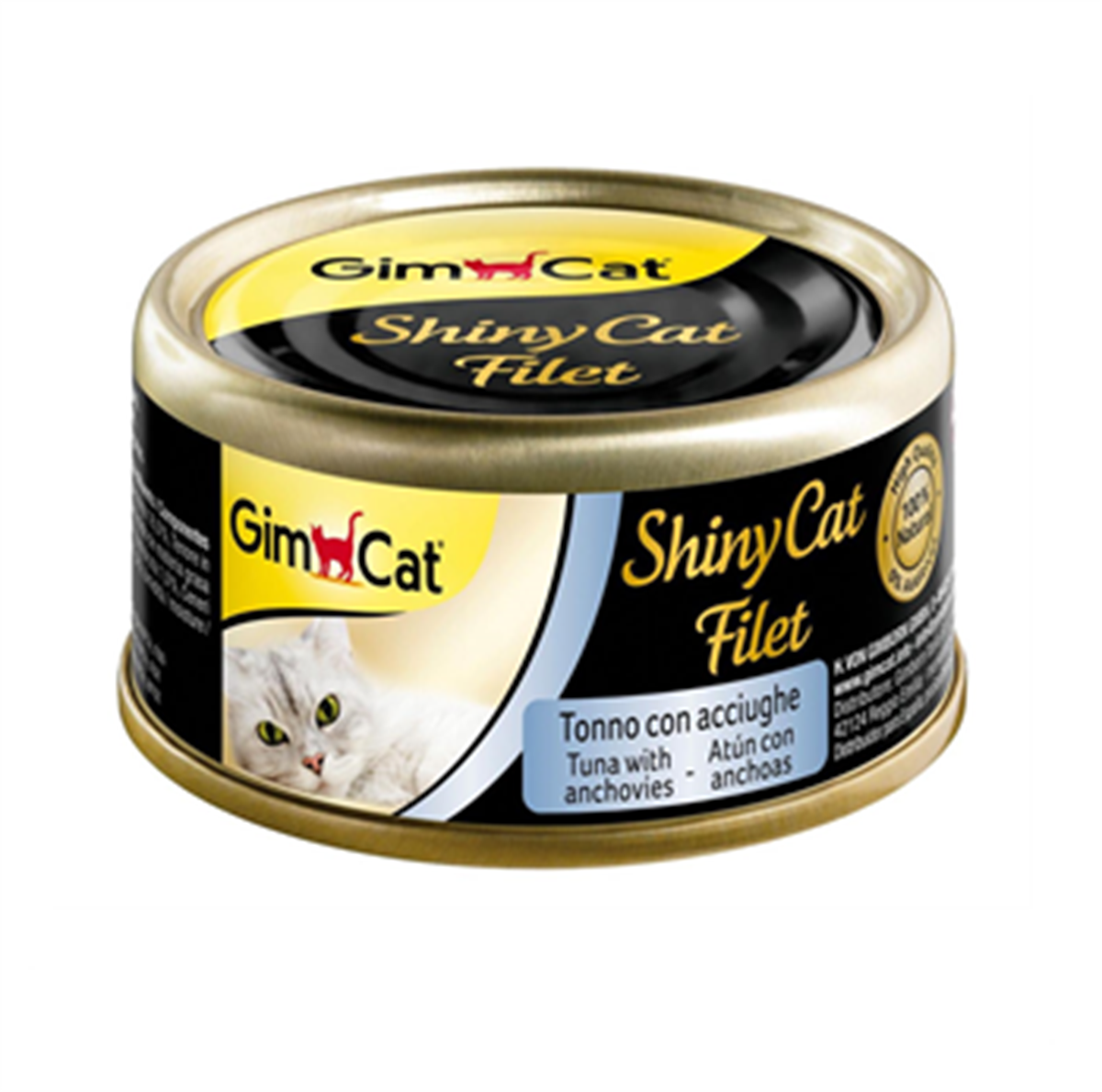 GimCat Shinycat Kıyılmış Fileto Ton Balıklı ve Ançüezli Kedi Konservesi 70 Gr