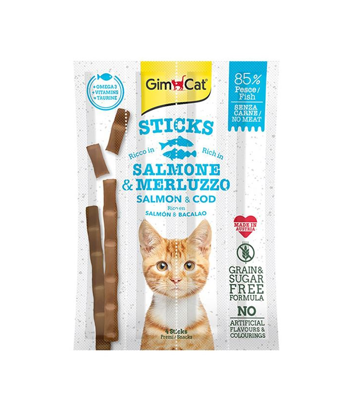 Gimcat Sticks Somon ve Morina Balıklı Tahılsız Ödül Çubukları 4'Lü 20 Gr