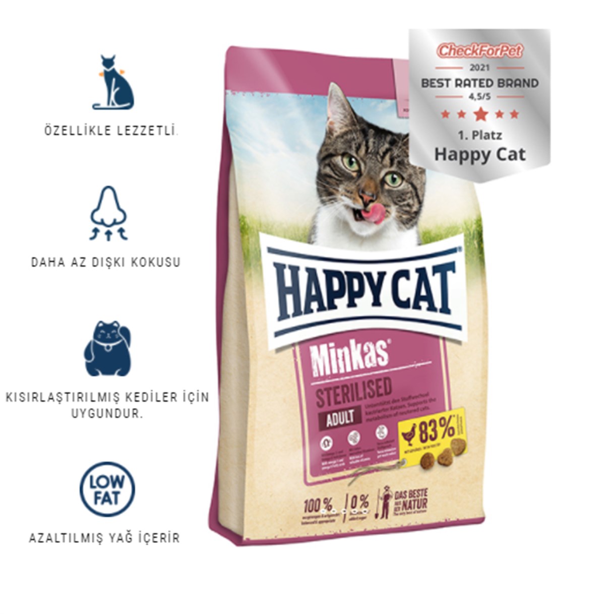 Happy Cat Minkas Sterilised Yetişkin Kısır Kedi Maması 10 KG