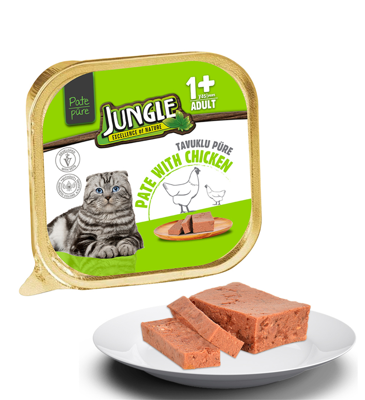 Jungle Chicken Adult Pate Tavuk Etli Ezme Yetişkin Kedi Konservesi 100 Gr