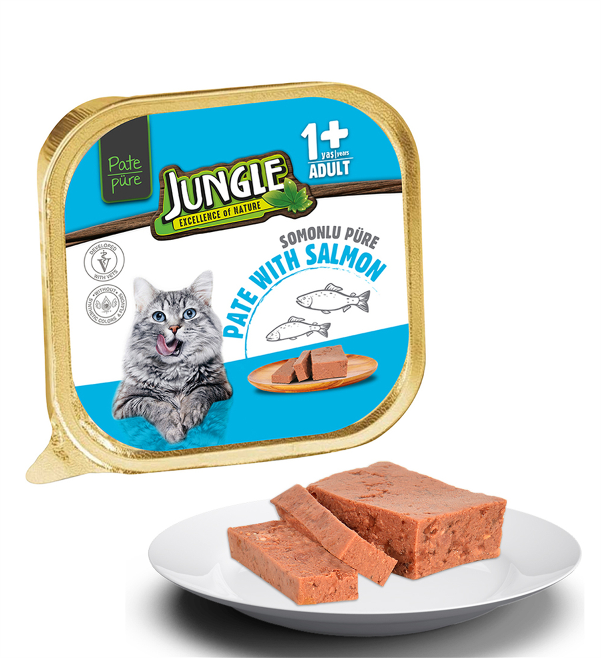 Jungle Salmnon Adult Pate Somon Balıklı Ezme Yetişkin Kedi Konservesi 100 Gr