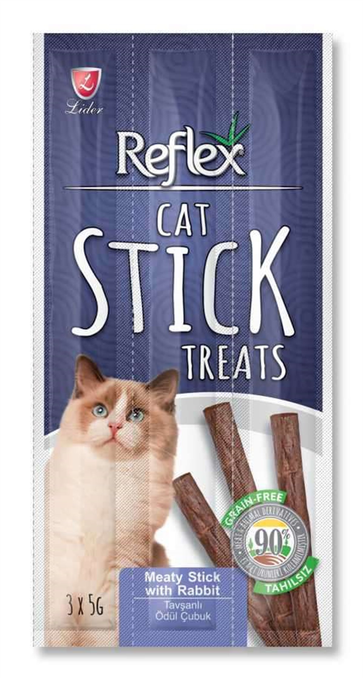 Reflex Cat Stick Tavşan Etli Tahılsız Kedi Ödül Çubukları 5 Gr x 3 Stick