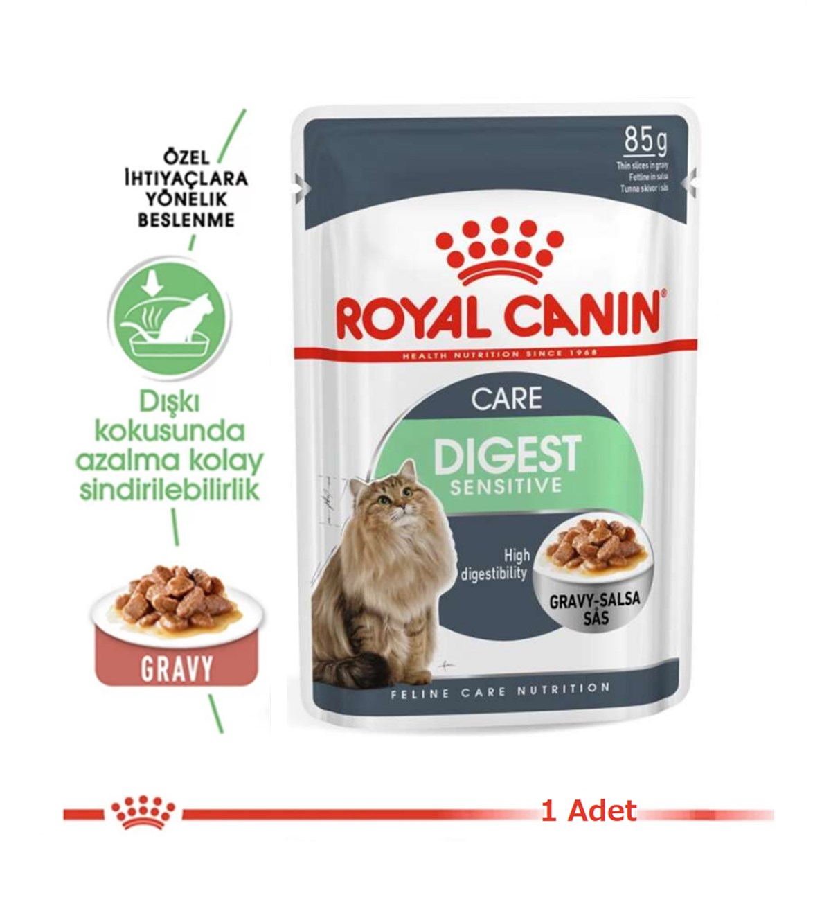 Royal Canin Digest Sensitive Gravy Pouch Yetişkin Kedi Yaş Maması 85 Gr. 1 Adet