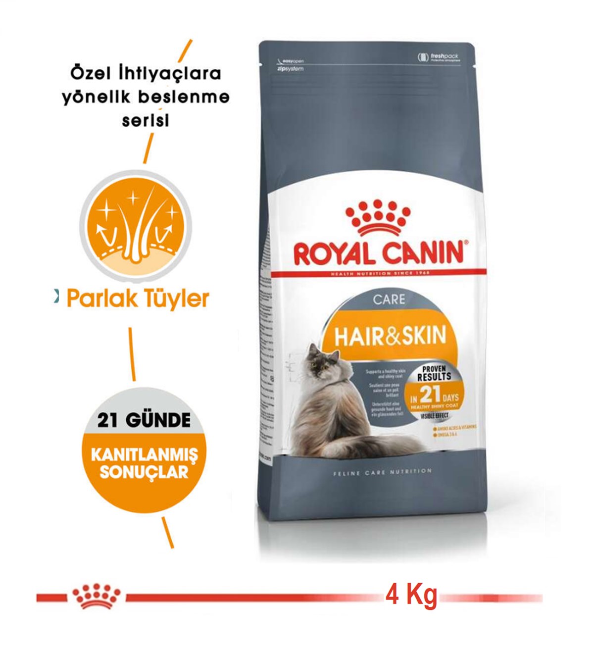 Royal Canin Hair Skin Adult Hassas Tüylü Yetişkin Kedi Maması 4 Kg