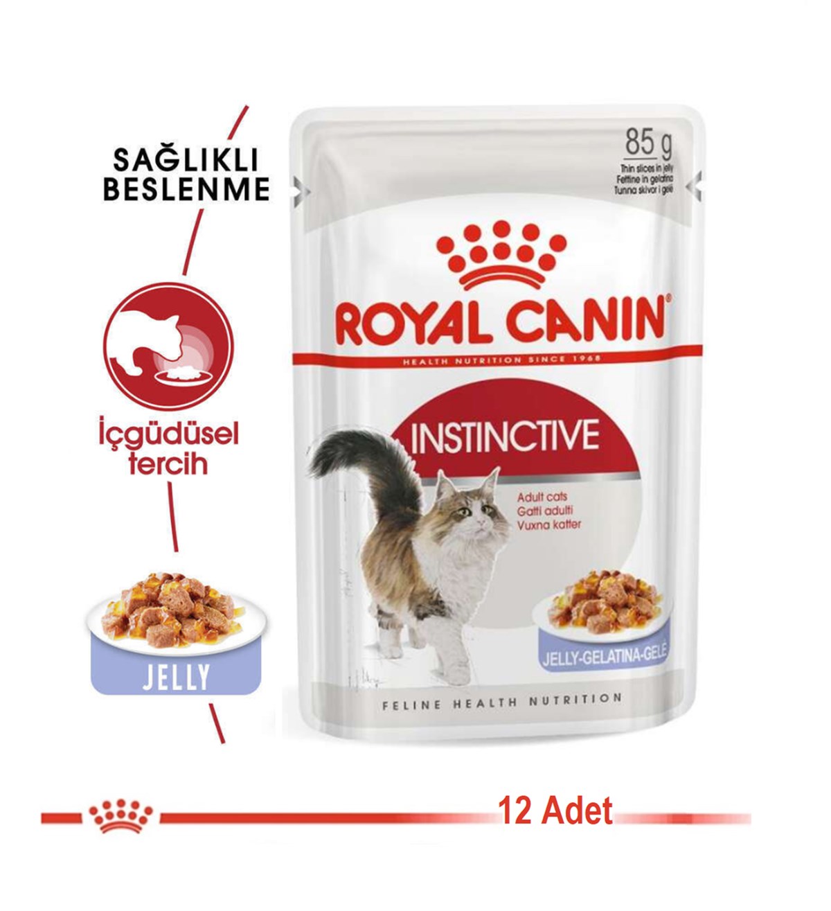 Royal Canin Instinctive Jelly Pouch Yetişkin Kedi Maması 85 Gr. 12 Adet